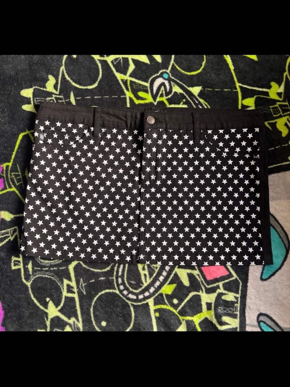 Royal bones by Tripp black mini skirt with white stars READ DESCRIPTION